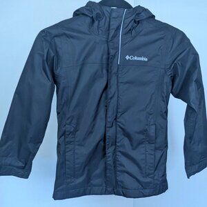 Columbia Omni-Tech Black Boys Windbreaker Jacket Youth XS Waterproof Hood Nylon
